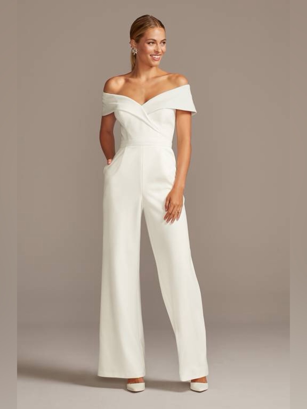 DB STUDIO

Cuffed Off-the-Shoulder Stretch Crepe Jumpsuit
